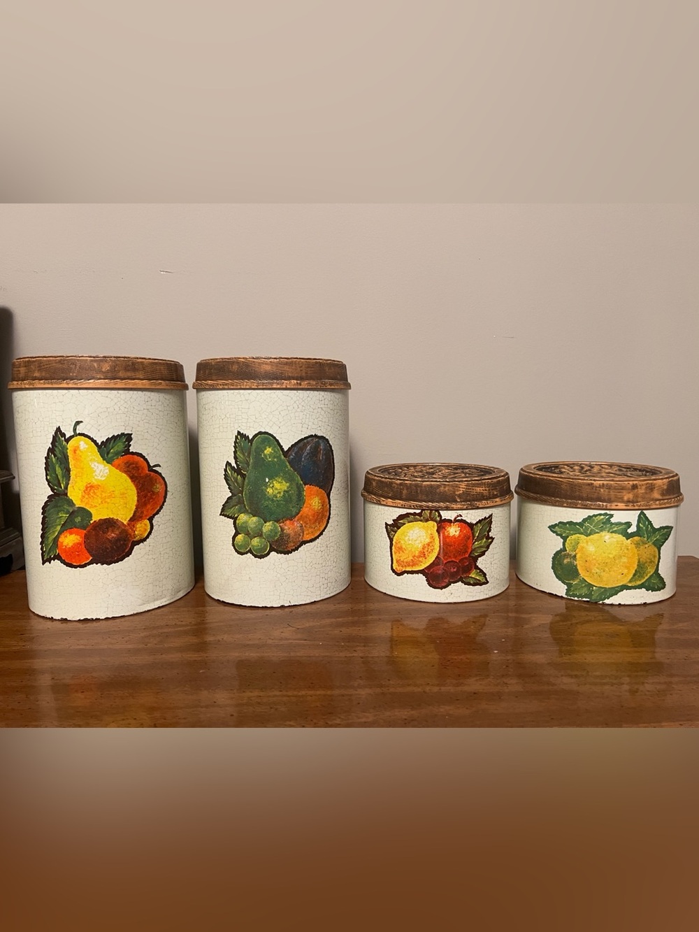Vintage Cheinco Housewares Metal Fruit Canister Set (Set of 4)